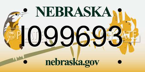 I099693 Nebraska License Plate