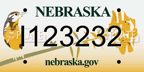 I123232 Nebraska License Plate
