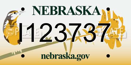 I123737 Nebraska License Plate