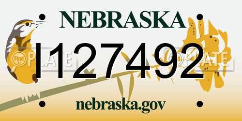 I127492 Nebraska License Plate