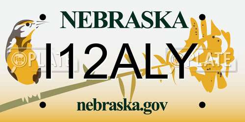 I12ALY Nebraska License Plate