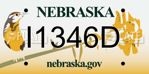 I1346D Nebraska License Plate