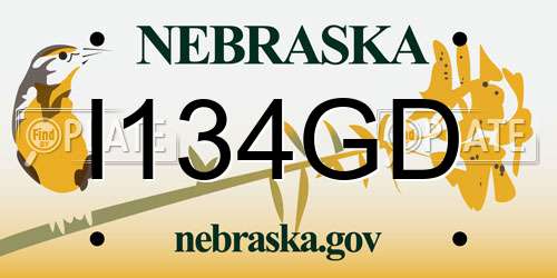 I134GD Nebraska License Plate