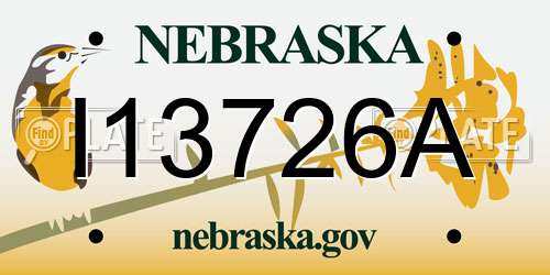 I13726A Nebraska License Plate