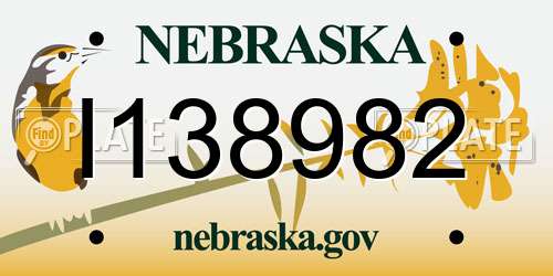 I138982 Nebraska License Plate