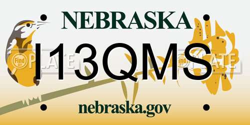 I13QMS Nebraska License Plate