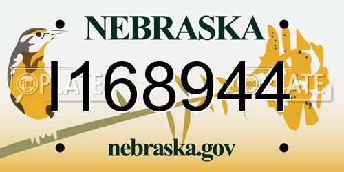 I168944 Nebraska License Plate