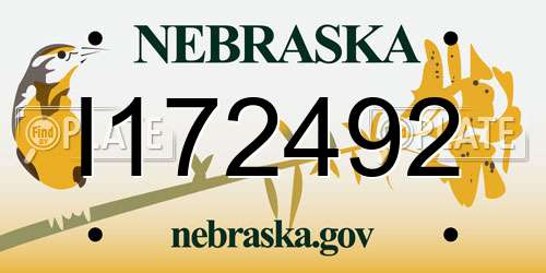 I172492 Nebraska License Plate