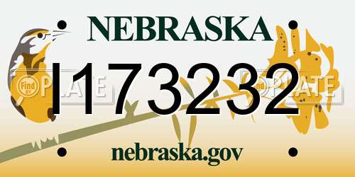 I173232 Nebraska License Plate