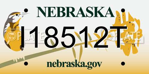 I18512T Nebraska License Plate