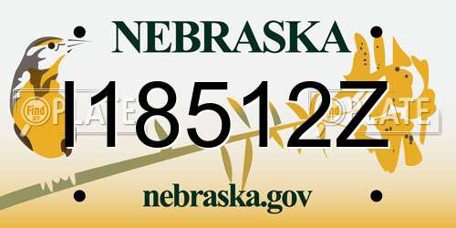 I18512Z Nebraska License Plate