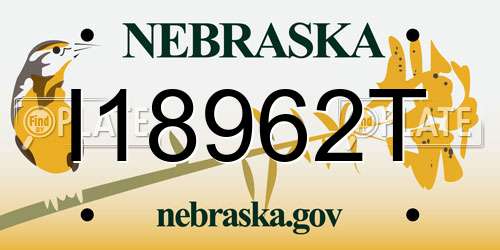 I18962T Nebraska License Plate