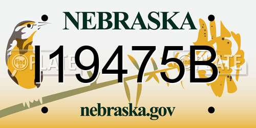 I19475B Nebraska License Plate