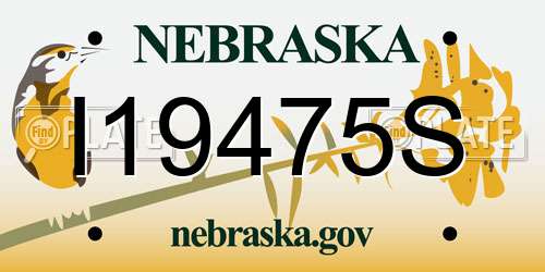 I19475S Nebraska License Plate