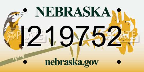 I219752 Nebraska License Plate