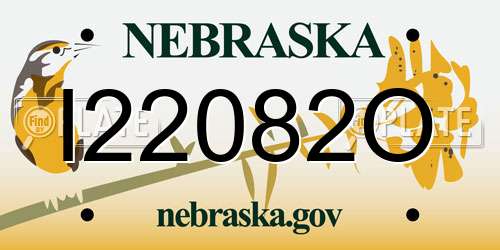 I22082O Nebraska License Plate