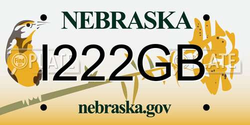 I222GB Nebraska License Plate