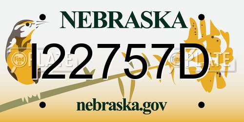 I22757D Nebraska License Plate