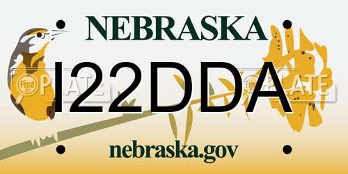 I22DDA Nebraska License Plate