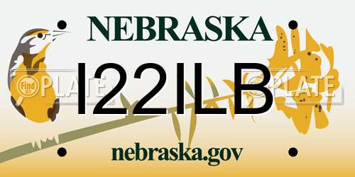I22ILB Nebraska License Plate
