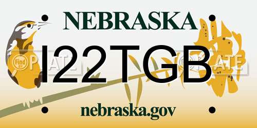 I22TGB Nebraska License Plate