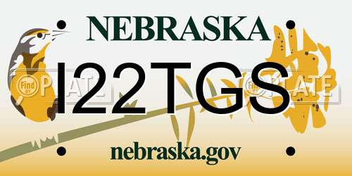 I22TGS Nebraska License Plate