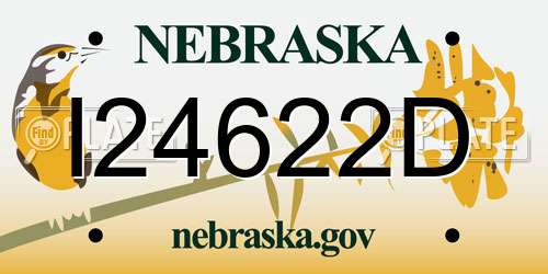 I24622D Nebraska License Plate