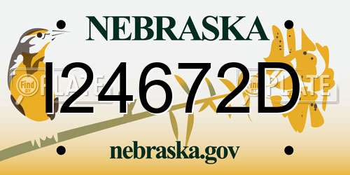 I24672D Nebraska License Plate