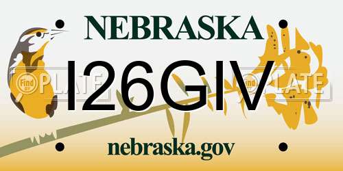 I26GIV Nebraska License Plate