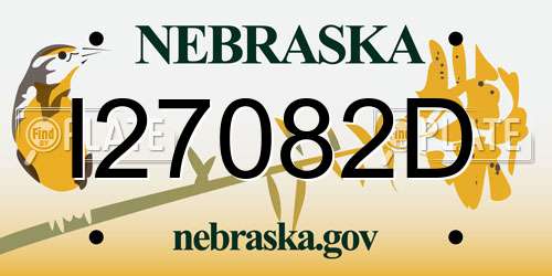 I27082D Nebraska License Plate