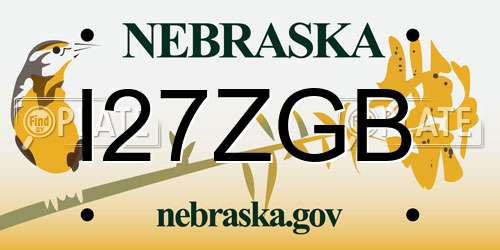 I27ZGB Nebraska License Plate