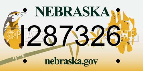 I287326 Nebraska License Plate