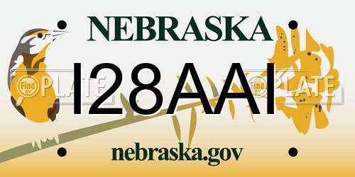 I28AAI Nebraska License Plate