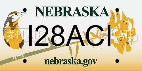 I28ACI Nebraska License Plate