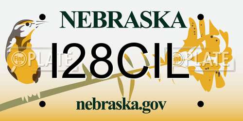 I28CIL Nebraska License Plate