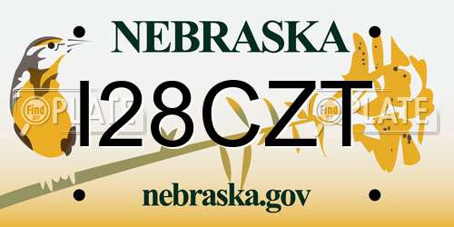 I28CZT Nebraska License Plate