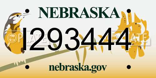 I293444 Nebraska License Plate