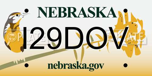 I29DOV Nebraska License Plate