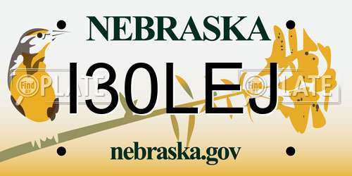 I30LEJ Nebraska License Plate