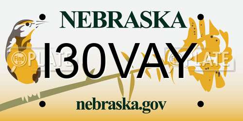 I30VAY Nebraska License Plate