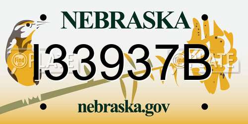 I33937B Nebraska License Plate