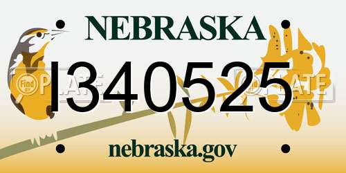 I340525 Nebraska License Plate
