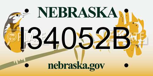 I34052B Nebraska License Plate