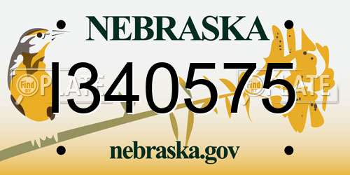 I340575 Nebraska License Plate