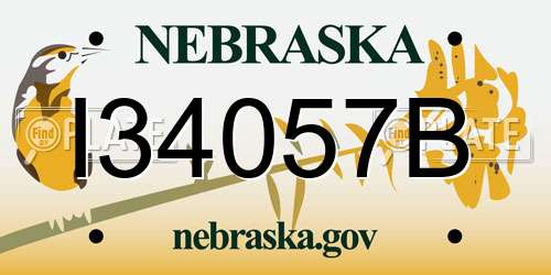 I34057B Nebraska License Plate
