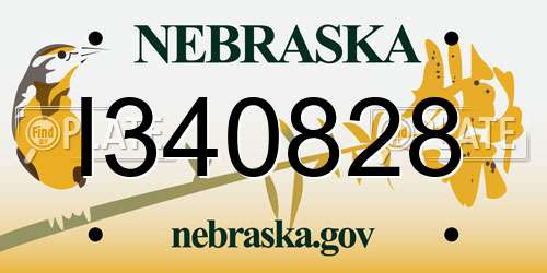 I340828 Nebraska License Plate