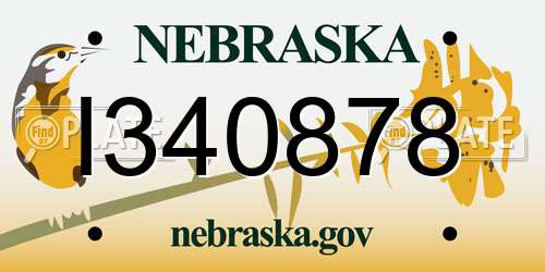 I340878 Nebraska License Plate
