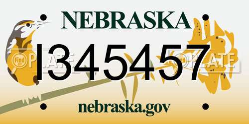 I345457 Nebraska License Plate