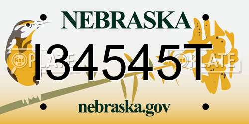 I34545T Nebraska License Plate