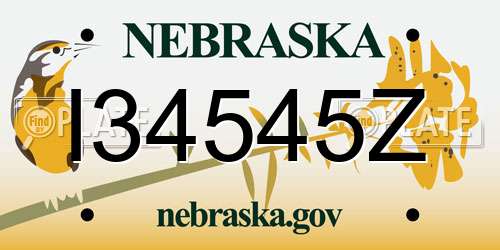 I34545Z Nebraska License Plate